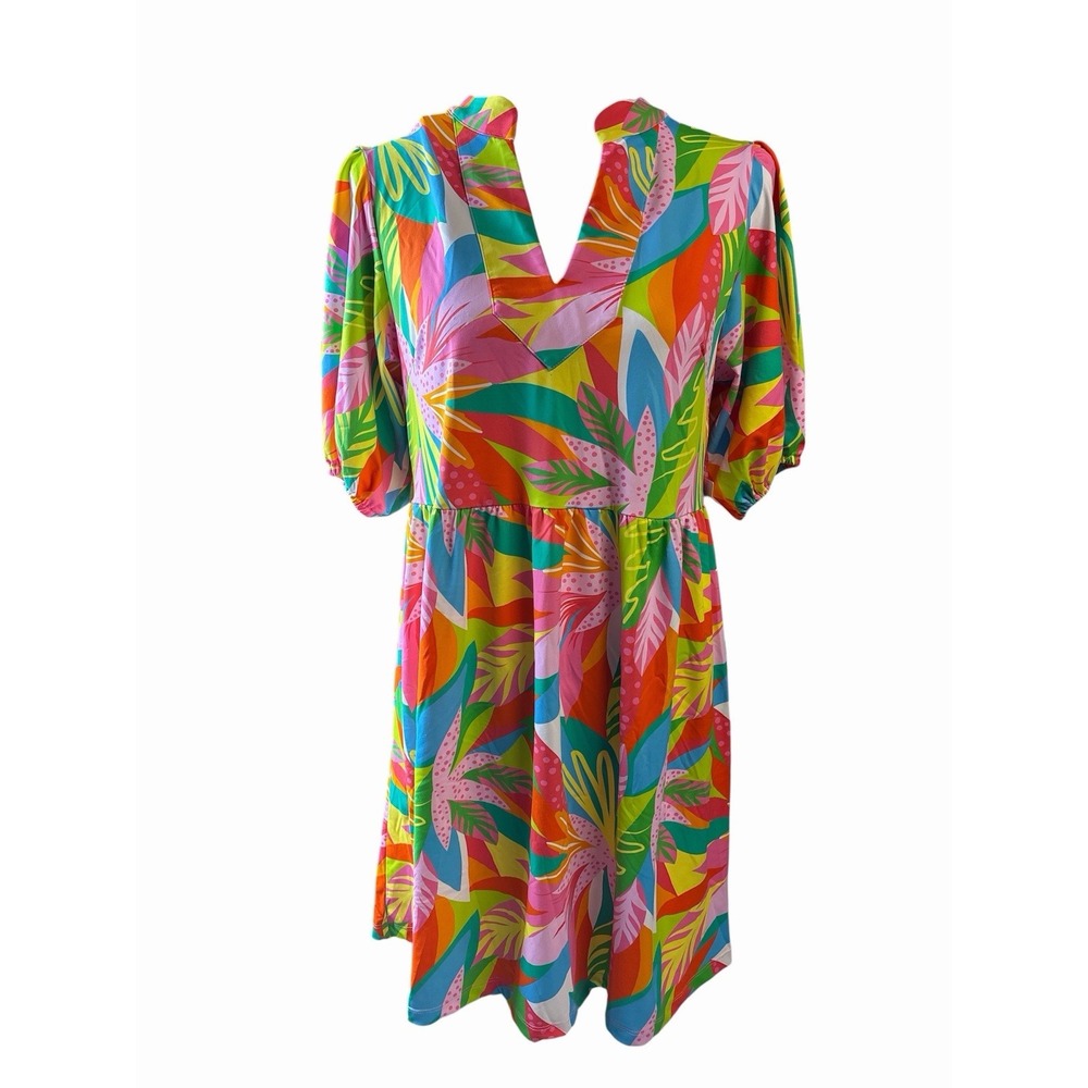 Mary Square Skye Dress Vibrant Tropical Floral UPF 50+ Medium NWT (D2)